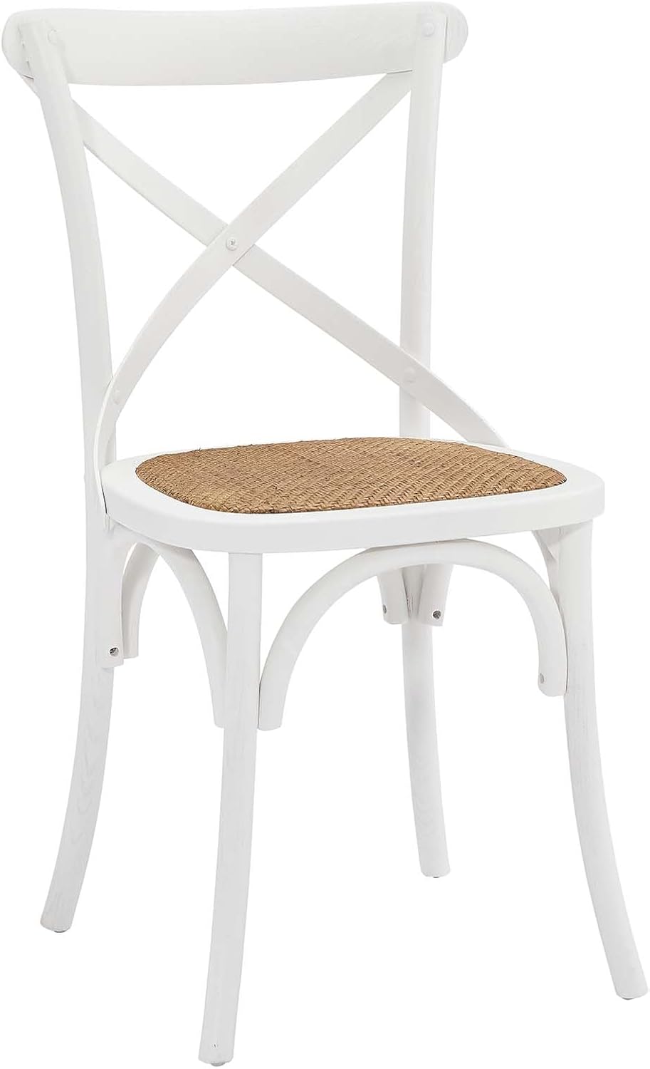 Modway Gear Rustic Modern Farmhouse Elm Wood Rattan Dining Chair in Gray