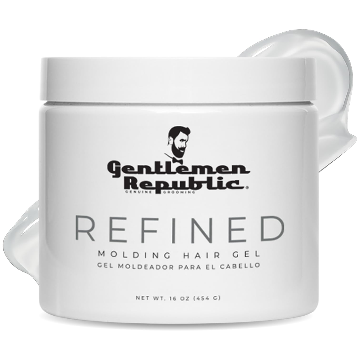 Gentlemen Republic 8oz Refined Hair Gel, 24 Hour Shine and Hold | Humidity resistant, alcohol-free formula that never flakes — professional hold made in the USA