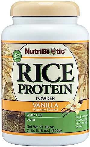 NutriBiotic – Plain Rice Protein, 1 Lb 5 oz (600g) - Low Carb, Keto-Friendly, Vegan, Raw Protein Powder - Grown & Processed Without Chemicals, GMOs or Gluten - Easy to Digest & Nutrient-Rich
