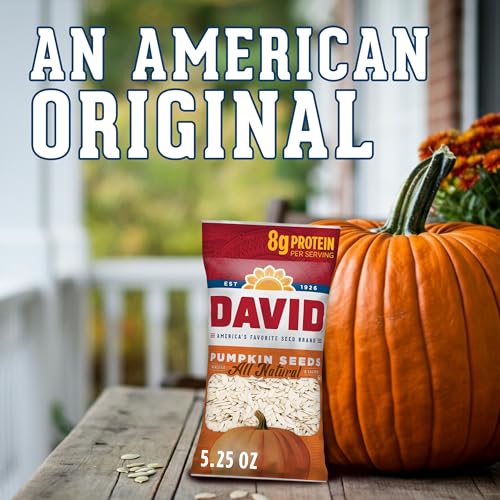 DAVID All Natural Pumpkin Seeds, 2.25 oz. (Pack of 12)