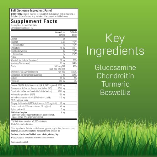 Irwin Naturals 3-in-1 Joint Formula with Glucosamine Men 90 Liquid Softgels | Chondroitin | Turmeric & Boswellia | Advanced Joint Support for Men