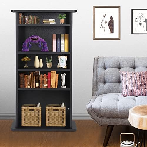 Nova Microdermabrasion 5 Tier DVD cd Storage DVD Shelf Adjustable Bookshelf Bookcase Media Storage Organizer Cabinet for CDs, Books, Video Games, Arts
