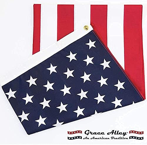 Grace Alley American Flag 3x5, Made in the USA, Outdoor UV Fade Resistant, Waterproof, Vibrant Color, Long Lasting Polyester Cotton Blend with Brass Grommets | Weather Resistant 70% Polyester 30% Cotton