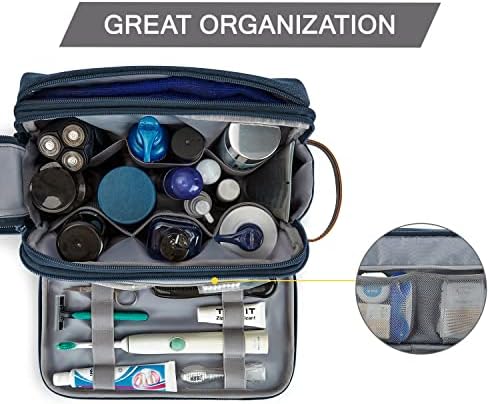 BAGSMART Toiletry Bag for Men, Canvas Travel Toiletry Organizer Dopp Kit Water-resistant Shaving Bag for Toiletries Accessories,Grey-Medium