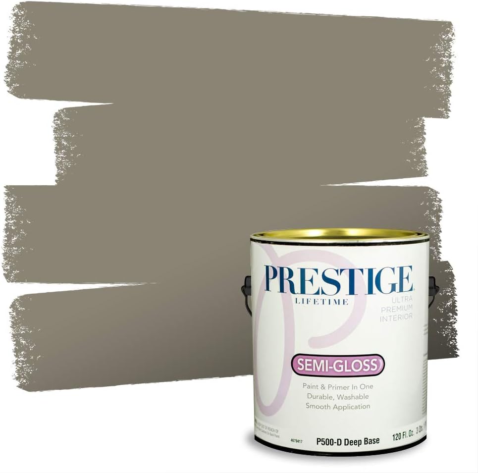 PRESTIGE Paints Exterior Paint and Primer In One, 1-Gallon, Satin, Comparable Match of Sherwin Williams* Ripe Olive*
