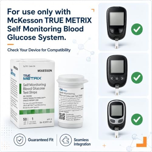 McKesson True METRIX Blood Glucose Test Strips for Diabetes, 1200 Strips