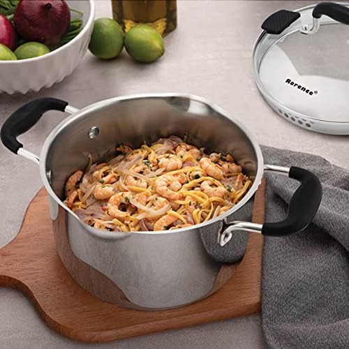 Rorence 6 Quart Stainless Steel Stock Pot, Induction Cooking Pot with Lid