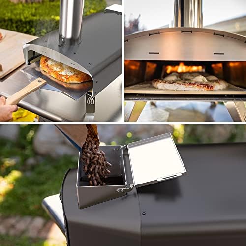 Mimiuo Auto-Rotating Wood Pellet Pizza Oven Outdoor 40Lbs, 60S Bake w/Stone
