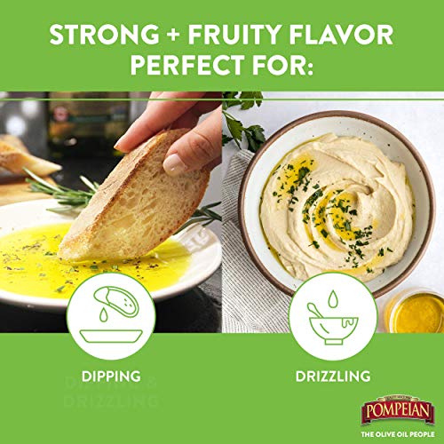 Pompeian Bold Spanish Extra Virgin Olive Oil - 16 fl oz - First Cold Pressed Olive Oil for Cooking - Bold Taste for Dipping and Drizzling