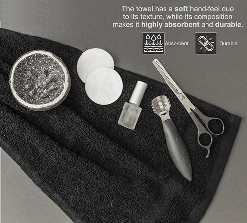 ZOYER Cotton Salon Towels - Gym Towel - Hand Towel - (24 Pack, Black) Not Bleach Proof -15 inches x 25 inches - Ring Spun-Cotton