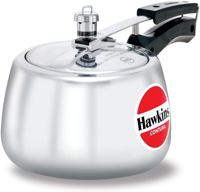 Hawkins 3.5 Litre Contura Pressure Cooker, Handi Inner Lid Cooker, Silver (HC35)