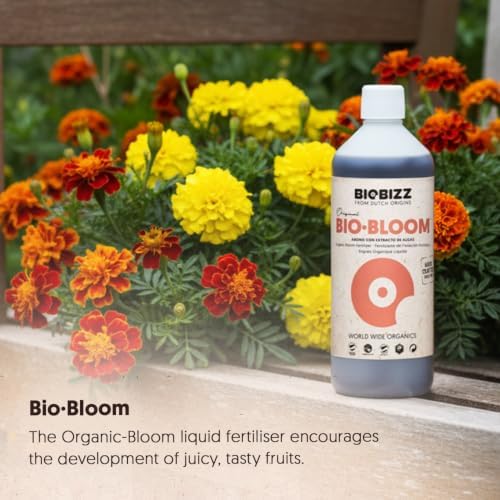BioBizz 1L Bio-Bloom Liquid Fertiliser - Certified Organic Bloom Feed with Natural Sugar Beet Extract - Promotes Flowering, Fruiting & Resin Production - for Soil, Coco & Hydroponics