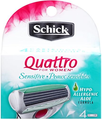 Schick Quattro for Women Razor Blade Refills for Sensitive Skin with Hypo-Allergenic Aloe, 4 Count