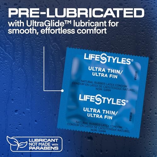 Lifestyles Ultra Thin Natural Rubber and Lubricated Latex Condoms Value Pack, 50 Count