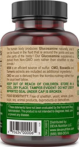 Deva Vegan Glucosamine MSM & CMO, Improved Formula Plus Hyaluronic Acid, CMO, Turmeric Extract, Boswellia Extract with Non Animal Ingredients, 90 Tablets