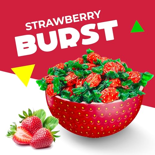 Strawberry Hard Candy Individually Wrapped, Old Fashioned Candy, 1 Lb Bag
