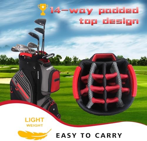 Yamato Golf Cart Bag 14 Way Organizer Divider Top with Handles Cooler Valued Pocket and Rain Cover Super Light Design New Version 1.0