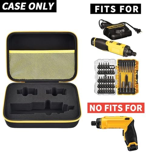 GWCASE Case for DEWALT 8V MAX Cordless Screwdriver Kit DCF682N1/DCF682N2 | Gyroscopic Storage Holder with Mesh Pocket for Electric Screwdriving