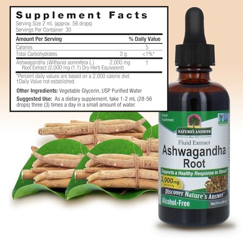 Nature's Answer Ashwagandha Root | Herbal Supplement Maintain Healthy Immune Function | Supports Body Against Stress | Gluten-Free