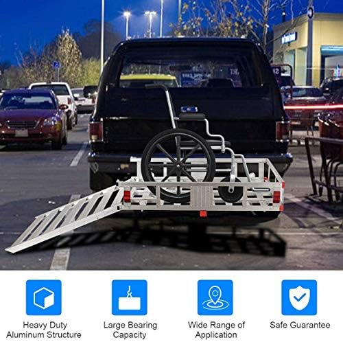 Goplus Hitch Cargo Carrier, 50"x29.5" Aluminum Wheelchair Scooter Mobility Carrier with Ramp, Trailer Hitch Mount Cargo Carrier for Truck SUV Van Car