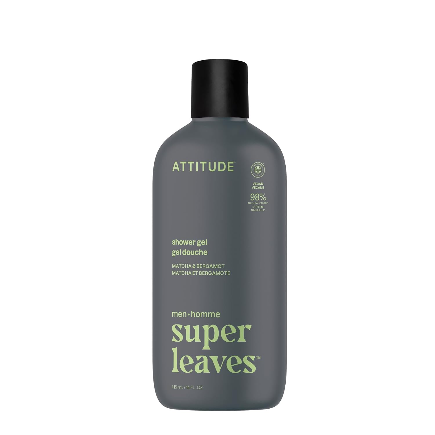 ATTITUDE Body Wash, EWG Verified Shower Gel, Dermatologically Tested, Plant and Mineral-Based, Vegan Personal Care Products, Earl Grey & Fresh Cucumber, 16 Fl Oz