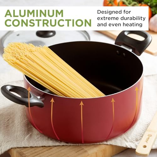 Ecolution Easy Clean Ceramic Nonstick Cookware Set, Dishwasher Safe Kitchen Pots and Pans Set, Comfort Grip Handle, Even Heating