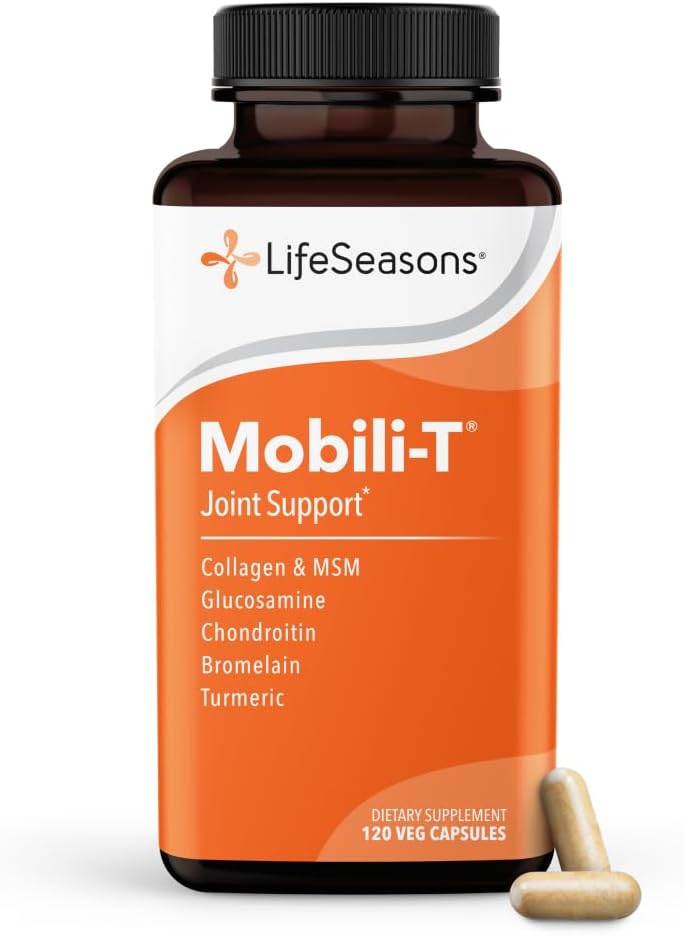 LifeSeasons Mobili-T - Joint Support Supplement - Reduces Aches & Discomforts - Increase Range of Motion - Rebuild Tissue & Cartilage - MSM Chondroitin Collagen Glucosamine & Turmeric - 120 Capsules