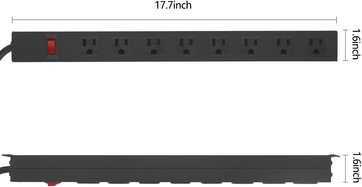 HHOSET Heavy Duty Long 8 Outlets, 14AWG Extension Cord, Black, 6FT, 1