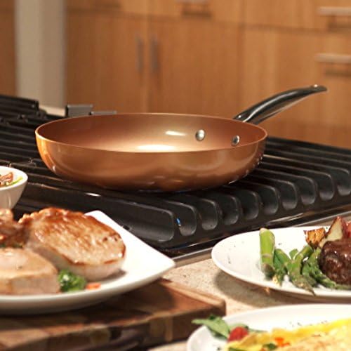 Copper Chef 10 Inch Round Frying Pan With Lid - Skillet with Ceramic Non Stick Coating. Perfect Cookware For Saute And Grill