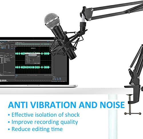 SUNMON SM58 Microphone Shock Mount Holder for Reduces Vibration and Noise, Suitable for Shure SM58-LC, SM58-CN Cardioid Dynamic Vocal Mic