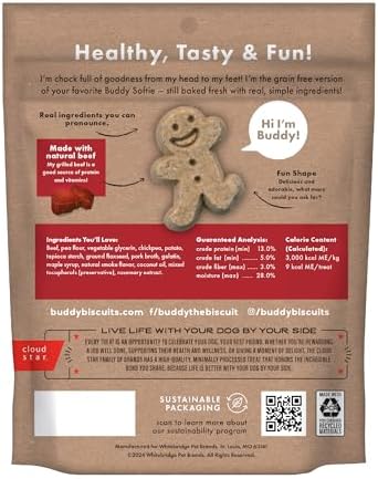 Buddy Biscuits Softies 5 oz Pouch, Grain-Free Soft & Chewy, Natural Grilled Beef Flavor Dog Treats, Oven Baked in the USA
