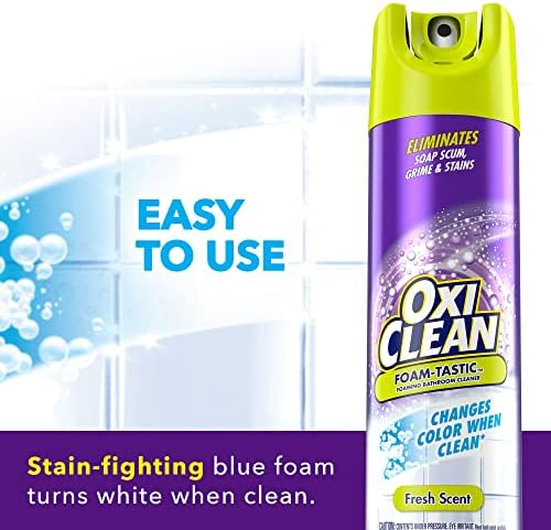 Kaboom Foam-Tastic Foaming Bathroom Cleaner, Fresh Scent, Spray Can, Eliminates Soap Scum, Grime and Stains,, 19 Oz (Pack of 8)