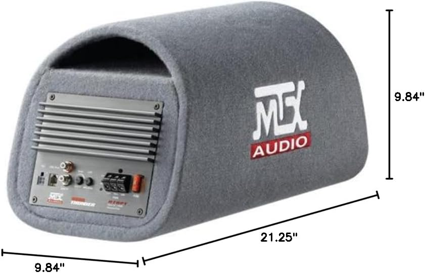MTX Road Thunder RT8PT 8 240 Watt Powered Subwoofer in Vented/Ported Bass Tube