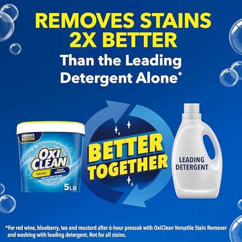 OxiClean Versatile Stain Remover Powder, 5 lb | 101+ Household Uses, Tough Stain Removal, Laundry Booster, Multi-Surface Cleaning, Color Safe, Chlorine Free