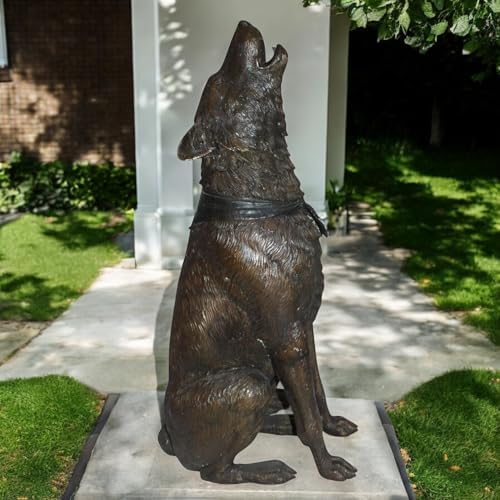NIFAO Howling Wolf, Wildlife Medium Bronze Statue, 16" L x 20" W x 37" H