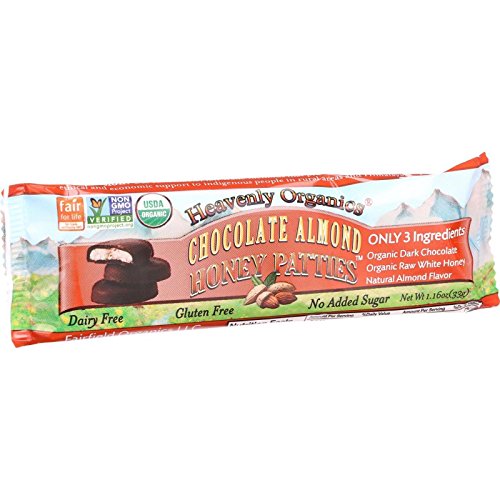 Heavenly Organics Mint Chocolate Honey Patties, (16 Per Box) Made with 100% Organic Cocoa and 100% Organic Raw White Honey; Non-GMO, Fair Trade, Kosher, Dairy & Gluten Free, No Sugar Added
