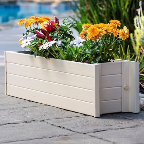 ECOFLEX 48" Window Box Planter, Moisture Resistant Outdoor Flower Box for Windows, Railings, or Fences, Weather Resistant Composite, No Tools Needed
