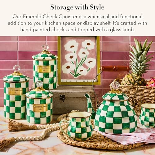 MACKENZIE-CHILDS Enamel Canister, Small, Black-and-White Courtly Check