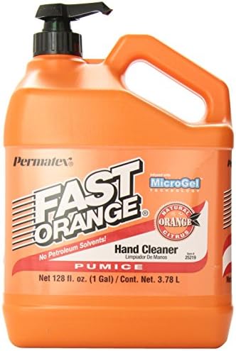 Fast Orange 25219 Pumice Lotion, Heavy Duty Hand Cleaner, Natural Citrus Scent, Waterless Cleaner for Mechanics, Strong Grease Fighter, 1 Gallon