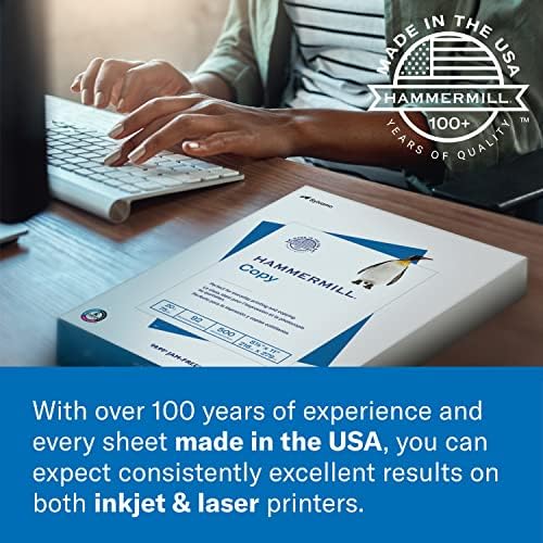 Hammermill Printer Paper, Premium Inkjet & Laser Paper 24 Lb, 8.5 x 11-1 Ream (500 Sheets) - 97 Bright, Made in the USA, 166140R
