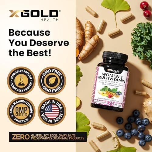 Vegan Women's Daily Multivitamin 50 Plus with Organic WholeFood Based Natural Ingredients, Ginger, Maca