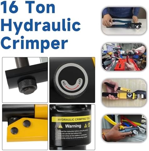 WFLNHB 16 Ton Hydraulic Wire Cable Lug Terminal Crimper Crimping Tool with 11 Dies YQK-300 Fit for for Welding Cables