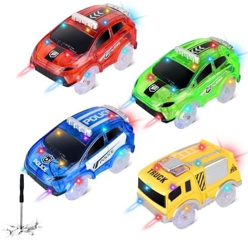Tracks Cars Only Replacement, Flex Track Race Cars Glow in the Dark with 5 Flashing LED Lights