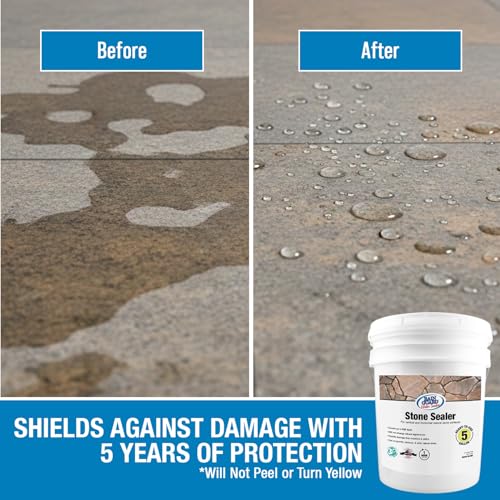 Rainguard Water Sealers Stone Sealer, Penetrating Protection Against Moisture Damage and Stains, for All Stone Surfaces, Silane/Siloxane Waterproofer, Natural Finish, Ready to Use, 5 Gallons | Silane Siloxane Waterproofer, Protects Against Moisture Damag…