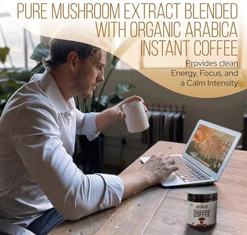 La Republica Organic Mushroom Coffee (30 Servings) Made with Full-Fruiting Bodies, Arabica Shade-Grown with Lion's Mane, Reishi, Chaga