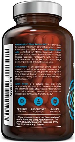 100 Billion Probiotics - 15-Strain Probiotic for Women & Men, DRCaps Delayed Release, Prebiotics, L-Glutamine, Apple Pectin, Gut Lining Support