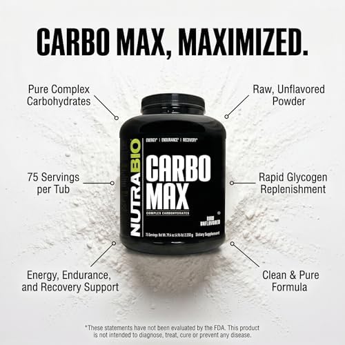 NutraBio CarboMax Maltodextrin Powder - Carbohydrate Powder for Sustained Energy - Calorie Rich for Muscle and Weight Gain - Unflavored - 5 Pounds