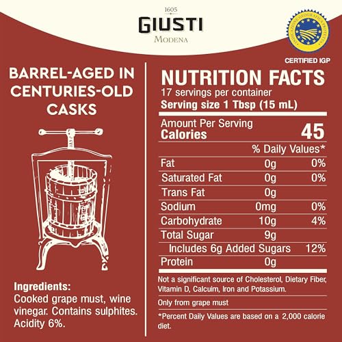 Giusti White Vinegar Dressing – White Condiment for Cooking and Finishing Dishes such as Salads, Vegetables, or Fish, Made in Italy with Balsamic Vinegar of Modena – 8.45 fl oz (250 ml) - Pack of 1