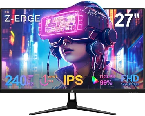 Z-Edge 34 inch WQHD 1440P Curved Gaming Monitor, 240Hz Computer Monitor | AG34P 1500R Frameless 21:9 Curved Screen, Height Adjustable, Office & Gaming, 1ms, Dual DP & HDMI, Metal Stand