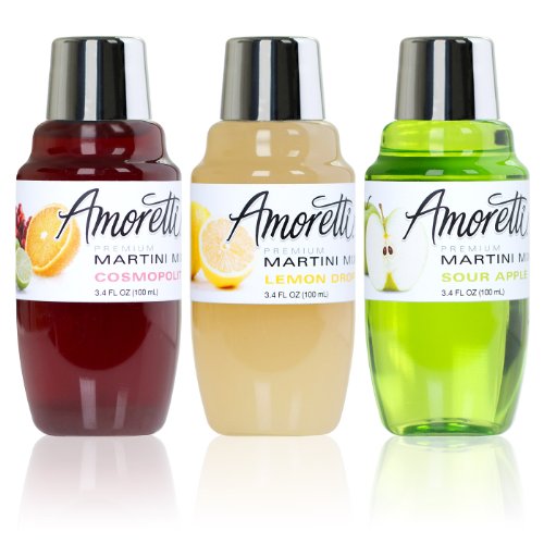 Amoretti Premium Martini Cocktail Mix Classic Minis (Cosmopolitan, Lemon Drop and Sour Apple), 3.4 Fl Oz (Pack of 3)